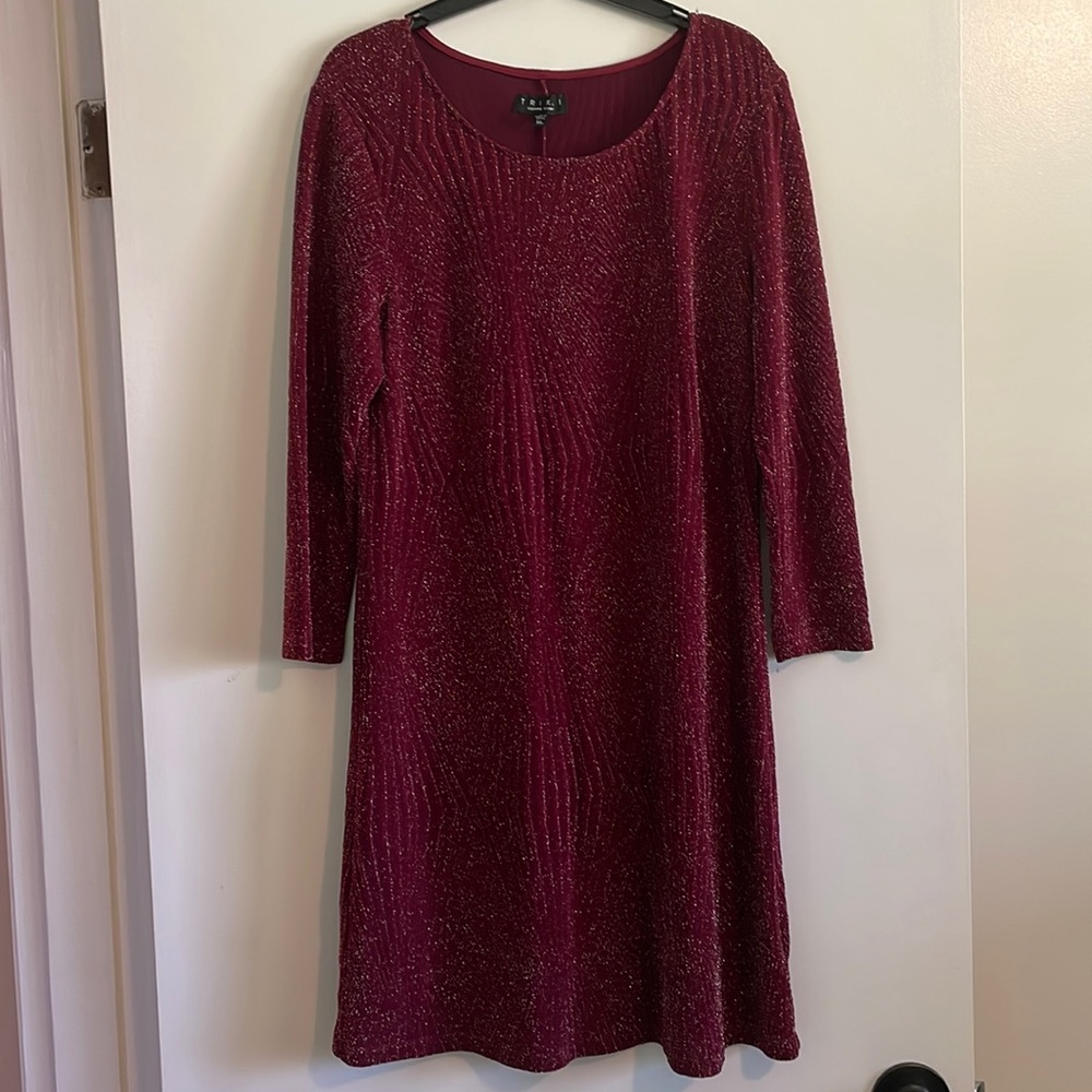 Trixxi maroon sparkle dress 3/4 sleeve size XL